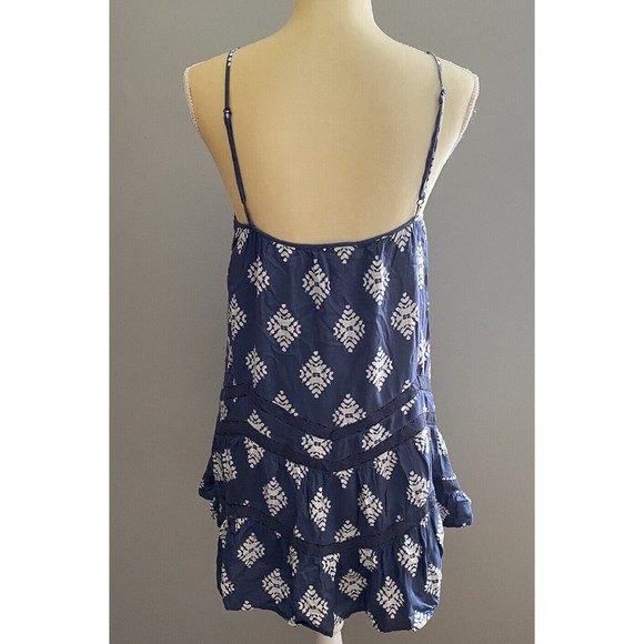 Volcom Holey Smokes Dress XSMALL Blue White Skater Girl Casual Lace - Picture 5 of 11